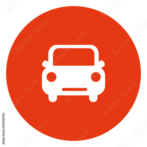 Car Icon in Orange Circle: A minimalist illustration of a sleek car silhouette within a vibrant orange circle, capturing the essence of urban mobility and modern design.
