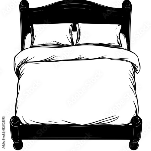 Top view of Bed, household object, vector graphic