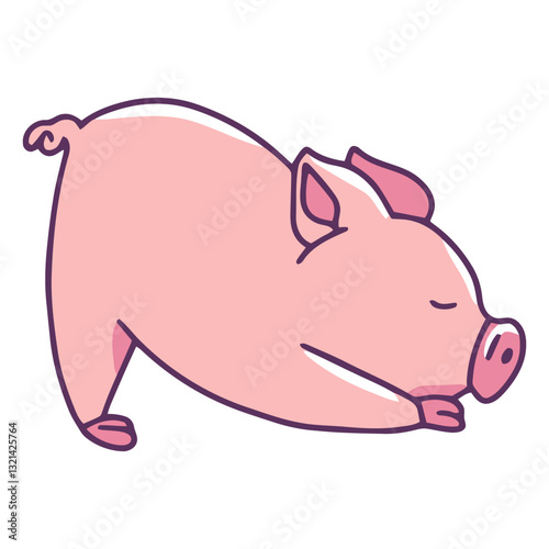 Sleeping Piglet: A whimsical illustration showcases a darling piglet in a moment of tranquil rest, eyes gently closed, a picture of simple contentment.