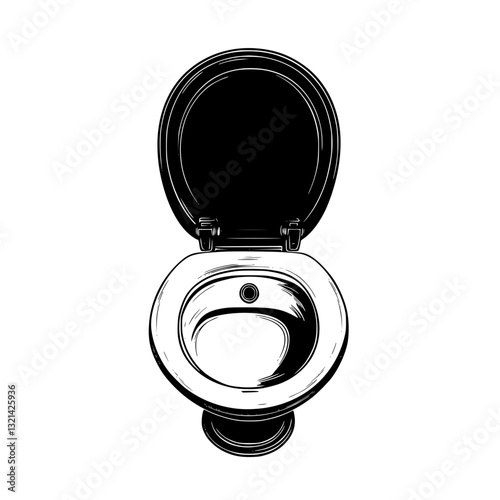 Top view of Bidet, household object, vector graphic