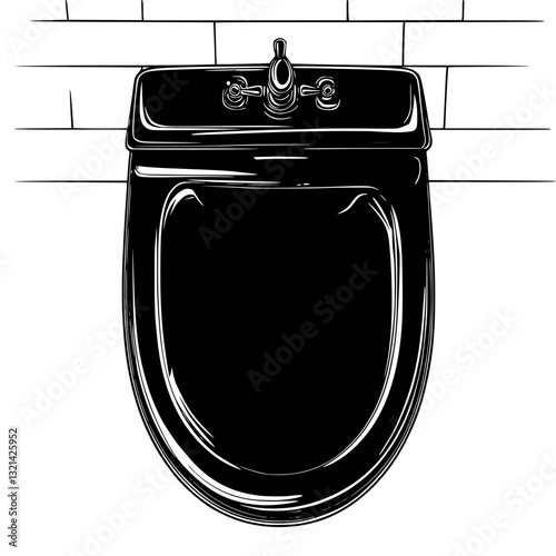 Top view of Bidet, household object, vector graphic