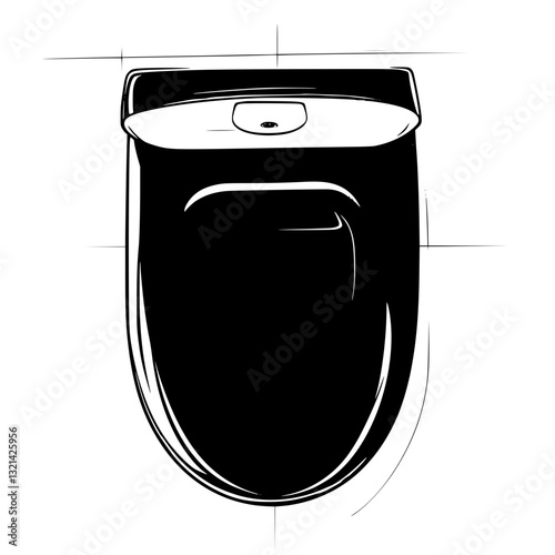 Top view of Bidet, household object, vector graphic