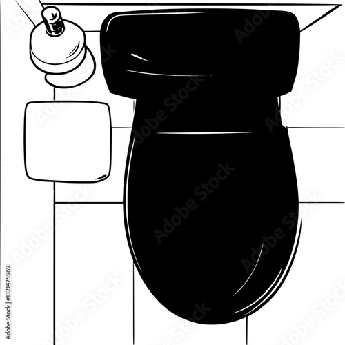 Top view of Bidet, household object, vector graphic