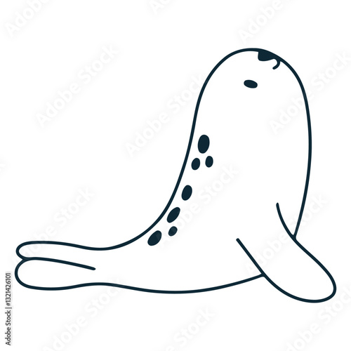 Cute Seal Line Drawing: Captivating illustration of a charming seal, elegantly depicted in a clean line art style. This whimsical artwork brings a touch of oceanic delight.