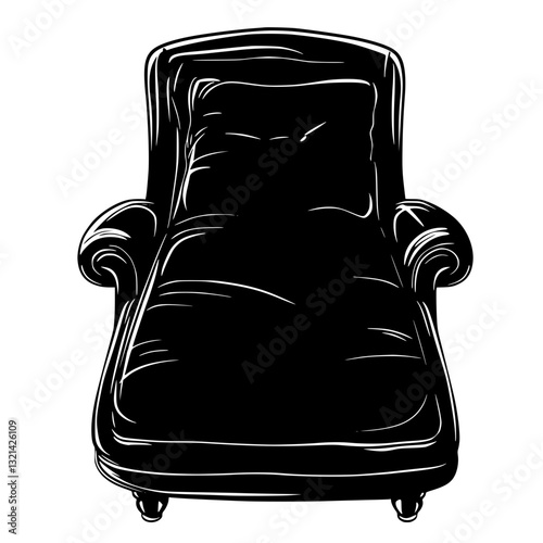 Top view of Chaise lounge, household object, vector graphic