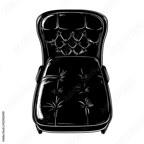 Top view of Chaise lounge, household object, vector graphic