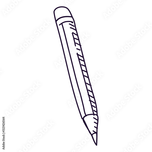 Pencil Sketch: A simple, hand-drawn sketch of a pencil, showcasing its classic design and texture. The illustration emphasizes the pencil's lines, and the graphite tip.