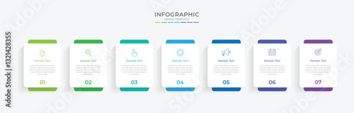 Vector Infographic label design template with icons and 7 options or steps. Can be used for process diagram, presentations, workflow layout, banner, flow chart, info graph.