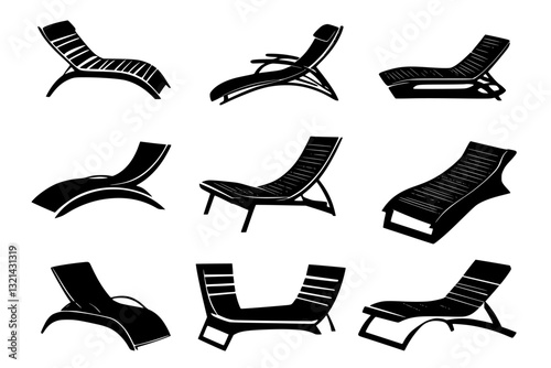 Collection of Chaise lounges, furniture vectors, furniture designs