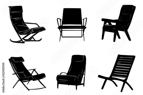 Collection of Lounge chairs, furniture vectors, furniture designs