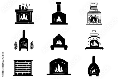 Collection of Fireplaces, furniture vectors, furniture designs