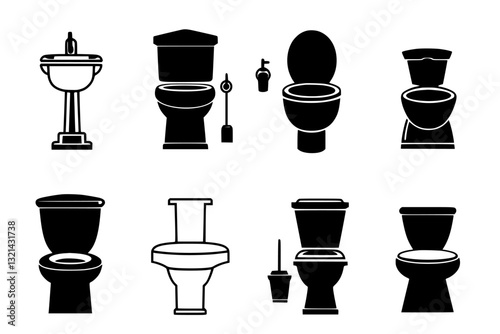 Collection of Toilets, furniture vectors, furniture designs