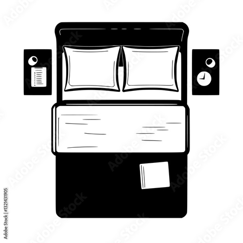 Bedside table top view, furniture vector, furniture design