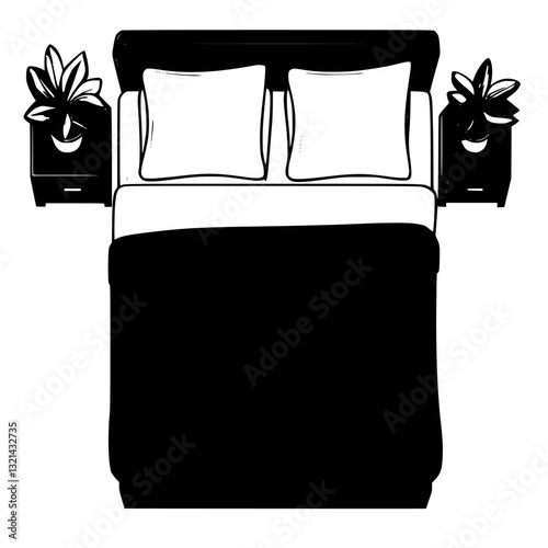 Bedside table top view, furniture vector, furniture design