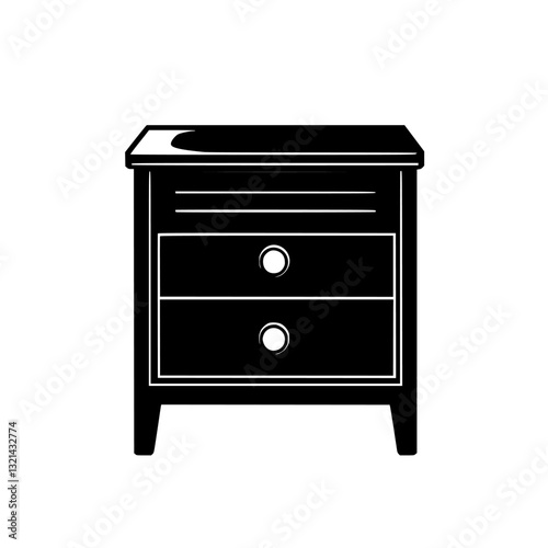 Bedside table top view, furniture vector, furniture design