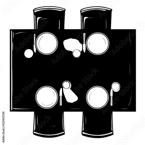 Dining table top view, furniture vector, furniture design