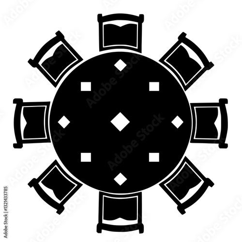 Dining table top view, furniture vector, furniture design