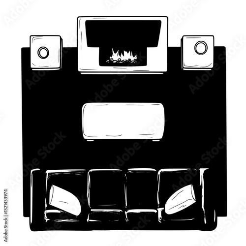 Fireplace top view, furniture vector, furniture design