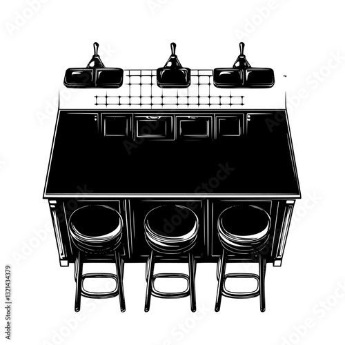 Kitchen island top view, furniture vector, furniture design
