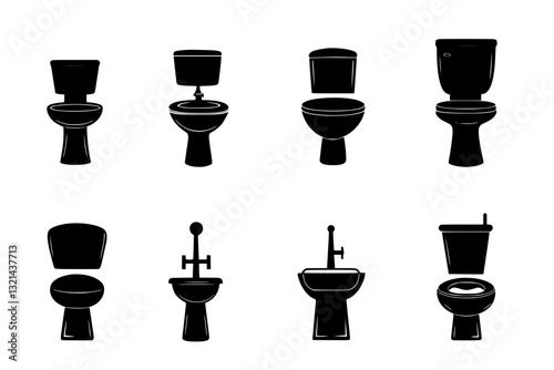 Collection of Bidets, vectorized furniture, furniture pieces