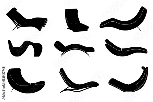 Collection of Chaise lounges, vectorized furniture, furniture pieces