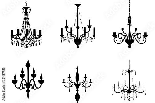 Collection of Chandeliers, vectorized furniture, furniture pieces