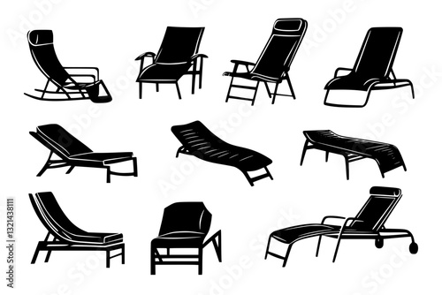 Collection of Lounge chairs, vectorized furniture, furniture pieces