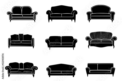 Collection of Sofas, vectorized furniture, furniture pieces