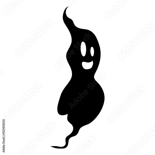 Spooky Silhouette: A playful yet mysterious silhouette of a ghost, its form suggesting movement and an air of spectral charm.