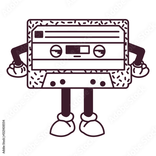 Retro Cassette Tape Character 