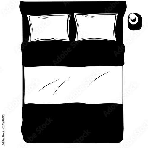 Bunk bed, top view vectorized furniture, Bunk bed furniture piece
