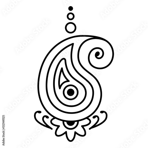 Paisley Elegance: A meticulously crafted, minimalist illustration showcasing the timeless allure of the paisley motif, emphasizing intricate design and symbolic depth. 