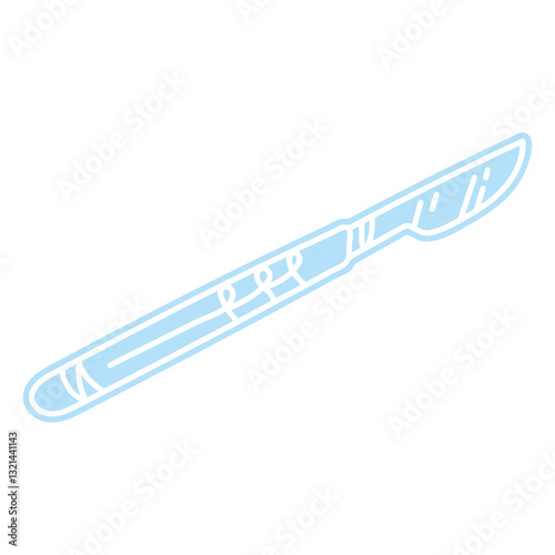 Surgical Precision: A close-up of a sleek, sterile scalpel, a symbol of medical precision, lies isolated. the delicate instrument hints at meticulous care and surgical expertise. 