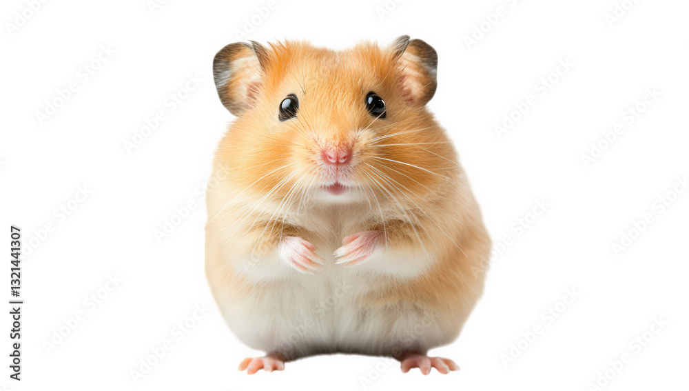 close-up a cute fluffy hamster with a light orange coat and bright eyes standing upright with its paws together. adorable nature of small pet ideal for animal lovers close-up a cute fluffy hamster with a light orange coat and bright eyes standing upright with its paws together. adorable nature of small pet ideal for animal lovers