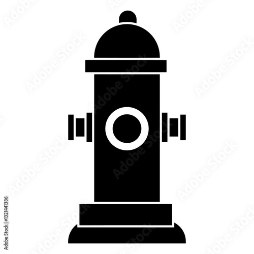Fire Hydrant Icon: A stark black and white representation of a fire hydrant.