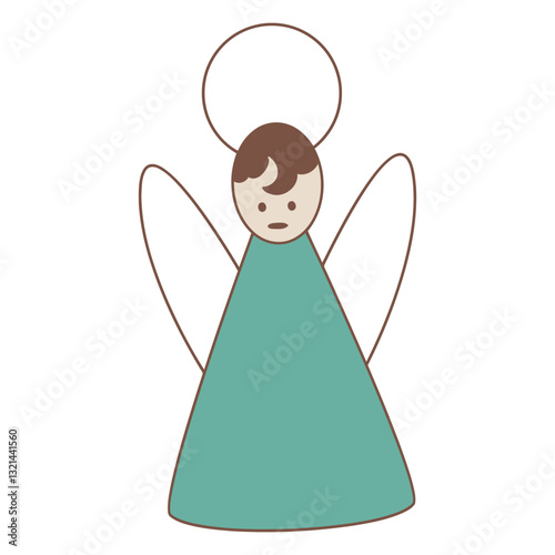 Cartoon Angel: A simple, endearing cartoon angel with a gentle smile, radiant halo and delicate wings, symbolizing innocence, peace and divine protection. 