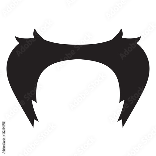 Artistic Mustache: a stylized illustration of a classic mustache, showcasing a bold, dark silhouette with sharply defined edges and playful flair. A nod to vintage charm and comedic character