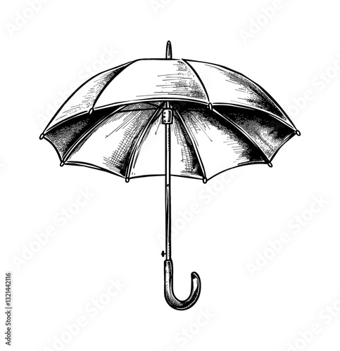 umbrella engraving black and white outline, good quality