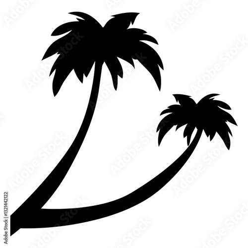 Tropical Palm Trees Silhouette: A graphic silhouette of tropical palm trees, with their iconic fronds gently swaying in the breeze, embodying the spirit of a tropical paradise and serene vacation.