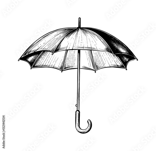 umbrella engraving black and white outline, good quality