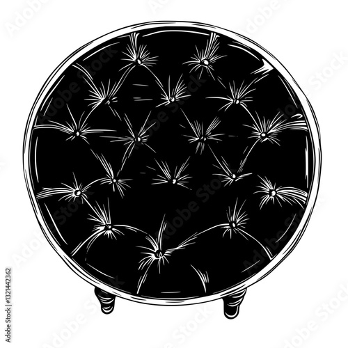 Ottoman, top view vectorized furniture, Ottoman furniture piece