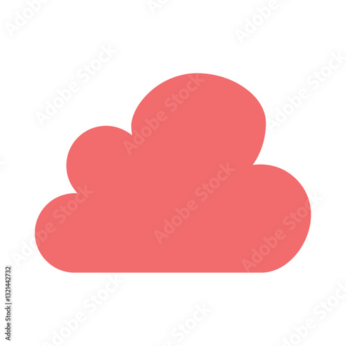 Red Cloud Icon: A simple, minimalist illustration of a red cloud icon, perfect for weather apps, presentations, or any design project needing a touch of color and weather theme. 