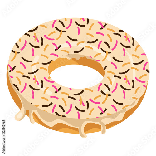 Donut with Sprinkles: A mouthwatering illustration captures the allure of a delightful donut, adorned with a creamy glaze and colorful sprinkles.