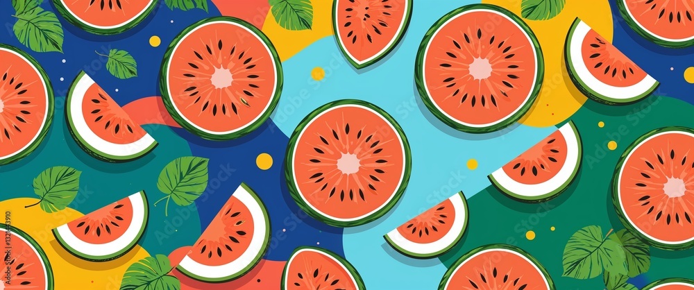 melon pattern on colorful plain background digital abstract art work illustration design melon pattern on colorful plain background digital abstract art work illustration design