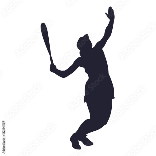 Tennis Silhouette: An elegant silhouette captures a tennis player in mid-serve, poised with racket aloft, the form hinting at the power and grace of the game.