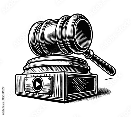 Gavel Hammer of Justice Symbol for Judgement Auction and Law Enforcement Theme