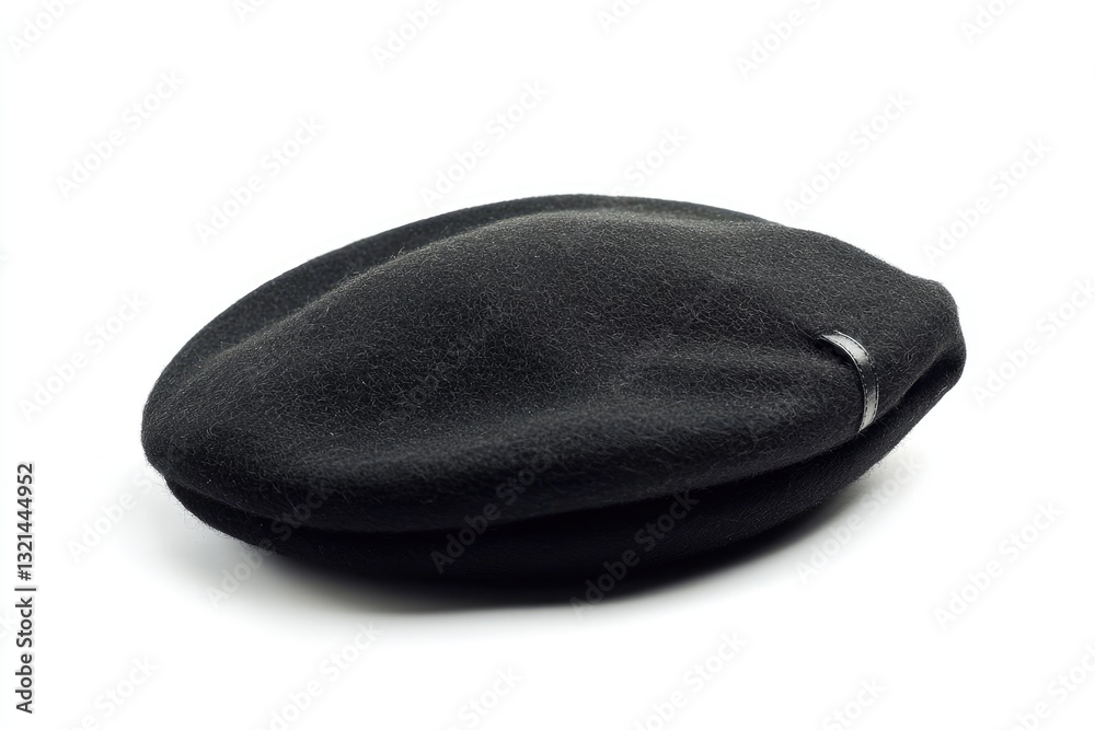Classic black beret. A simple, dark, wool beret, likely for everyday wear. Features a subtle detail on the front Classic black beret. A simple, dark, wool beret, likely for everyday wear. Features a subtle detail on the front