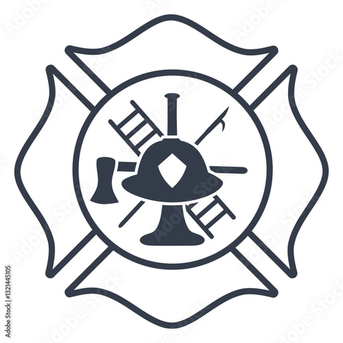 Fire Department Emblem: The iconic symbol of a fire department, a meticulously crafted emblem representing courage, duty, and the spirit of service. A striking logo of firefighters emblem. 