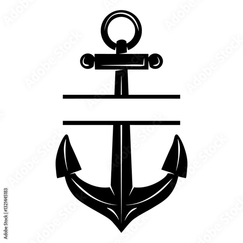 Anchor Emblem: A striking monochrome depiction of an anchor, featuring a simple yet bold design, embodying the essence of stability, hope, and nautical themes.
