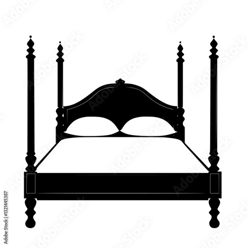 American Traditional Bed frame, vectorized furniture, furniture piece